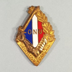 INSIGNE MILITAIRE BATAILLON FRANCAIS DE COREE ONU 1950-1953 PREMIERE FABRICATION ARTHUS BERTRAND NON MATRICULEE